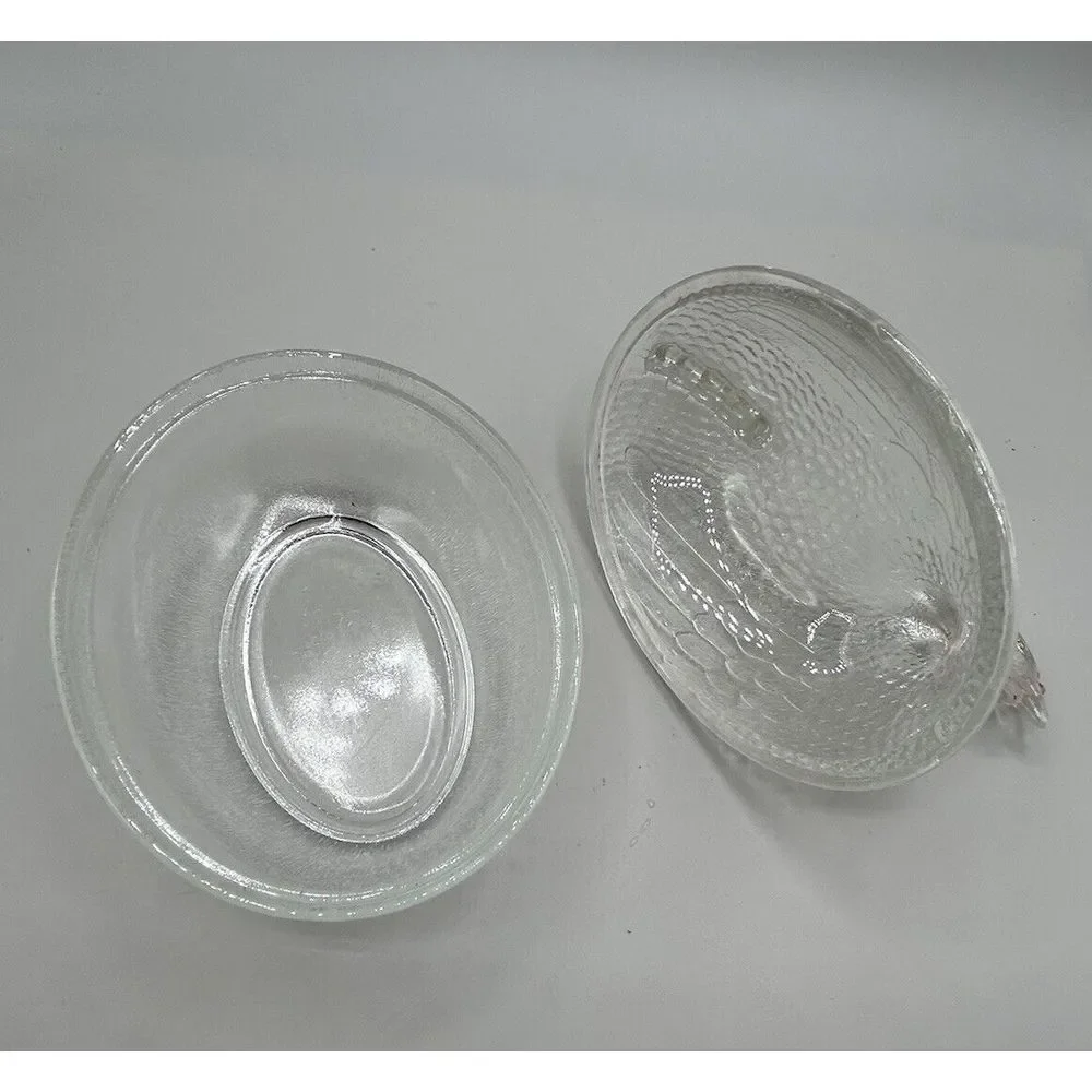 Hen On Nest‎ Indiana Glass Clear Red Comb Chicken  Covered Candy Dish Vintage